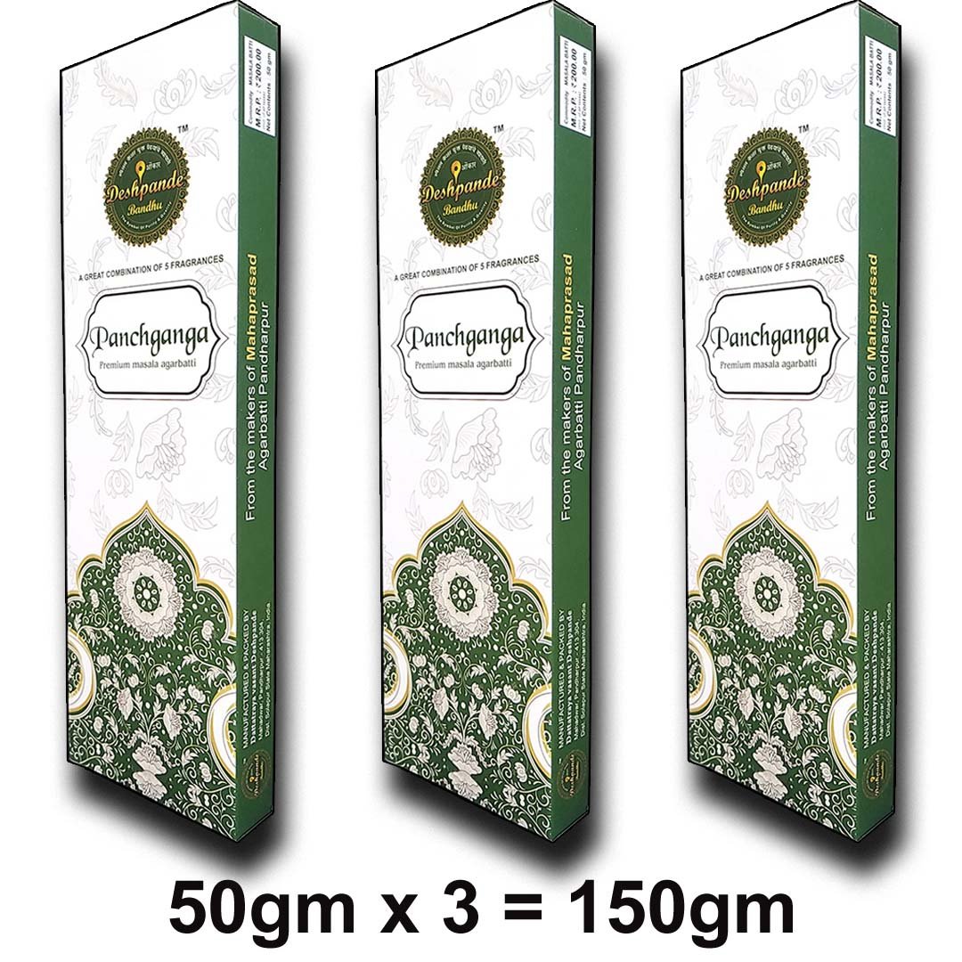 ddb30a_7fb1e39f44a140d4b331a027cf2049e0mv2.jpg PANCHAGANGAA AGARBATTI 150gm (3 Packs of 50gm) - Image 1